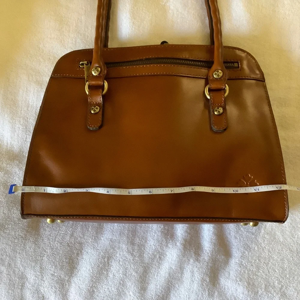 Patricia Nash Calvi Leather Satchel Crossbody Tan